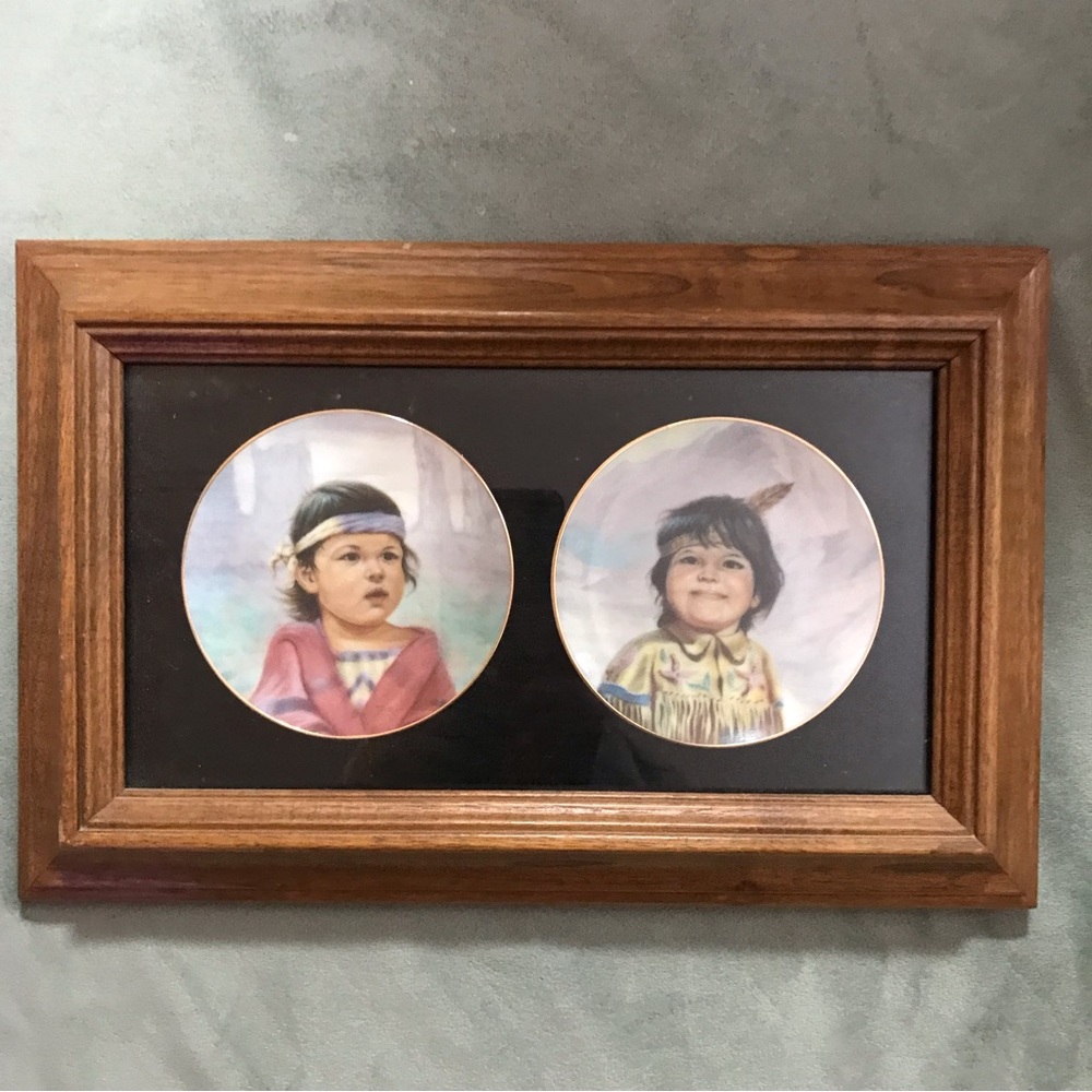 Vintage 1989 Artaffects framed duo plates by Gregory Perillo